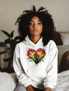 Sweatshirt or Hoodie: Black History Heart w/ Fist